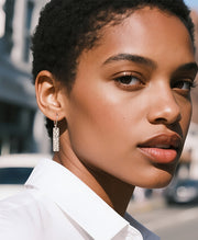 Square Hammered Bar Drop Earrings