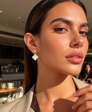 Four-Leaf Clover Charm Stud Earrings