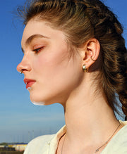 Twisted CZ Huggie Hoop Earrings