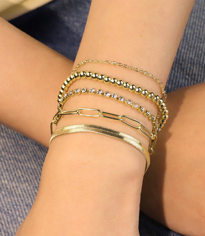 Gold Link Chain Bracelet Set