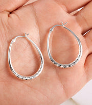 Alexcraft Silver Oval Hoop Earrings Hypoallergenic 14K Gold Plated Sterling Silver Lightweight Oval Hoop Earrings for Women