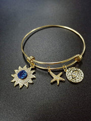 12 PCS Gold Plated Stainless Steel Wire Blank Adjustable Bangle Bracelet 2.6 - 3 Inches - Alexcraft®