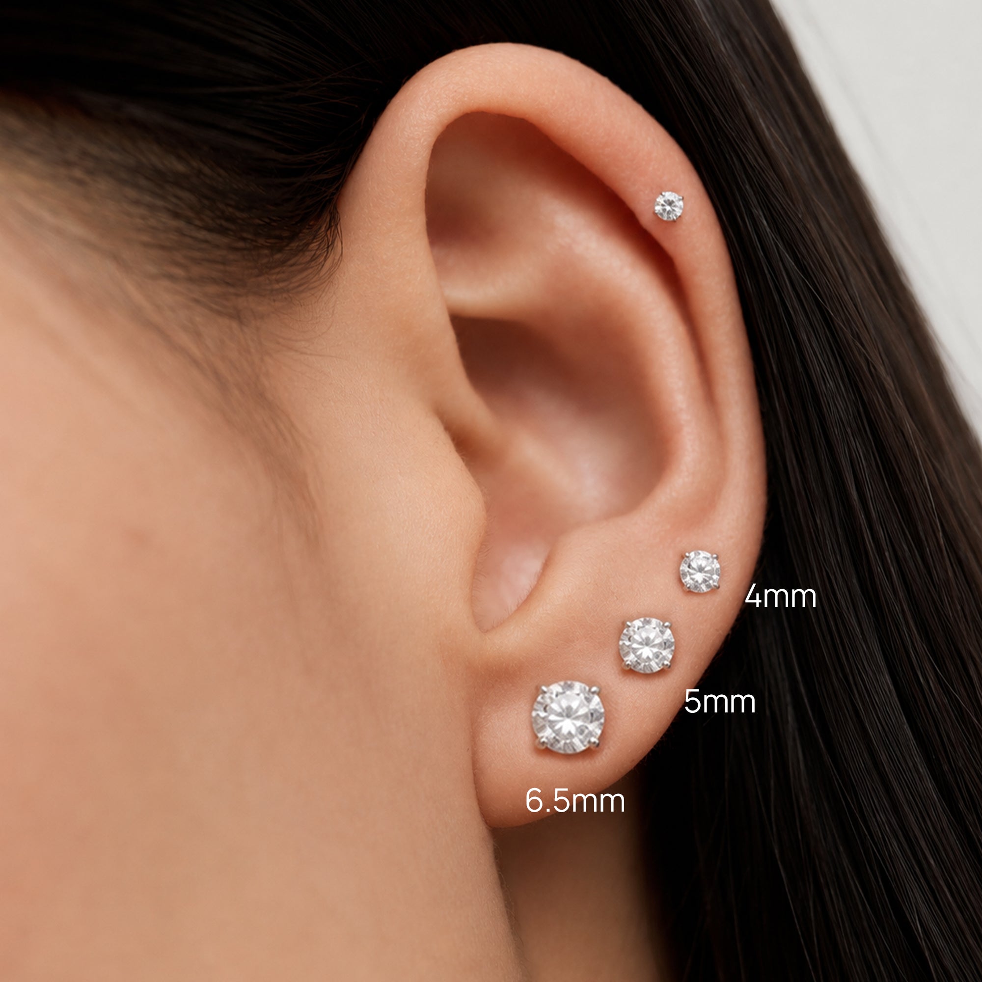 Moissanite Sterling Silver Stud Earrings