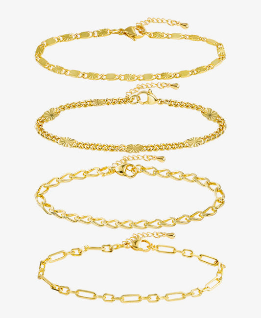 14K Gold Chain Bracelet Set