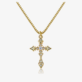 CZ Cross Necklace with gold-tone chain and blue cubic zirconia cross pendant