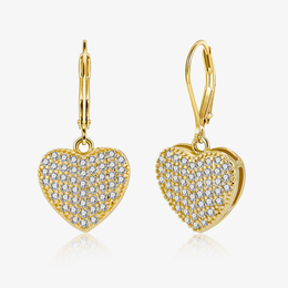 CZ Heart Drop Earrings