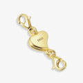 Gold heart chain extender with spring-ring clasp ends, marked S925 on the heart link