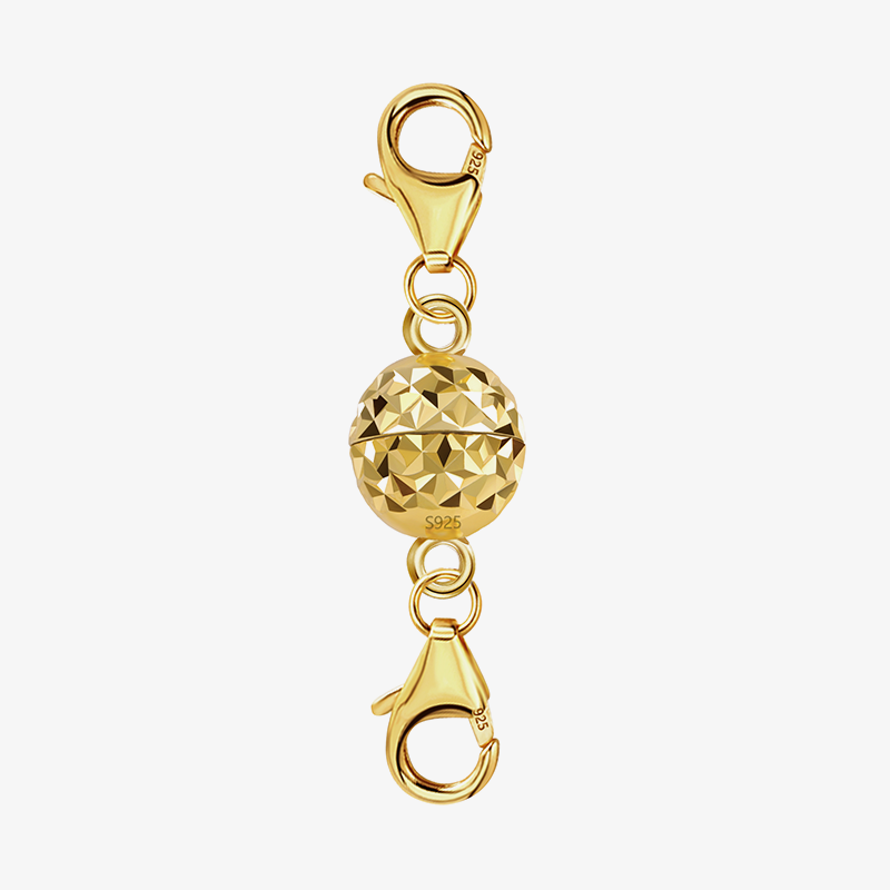 Gold disco ball magnetic clasp with faceted round bead and loop ends