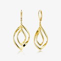 Gold Double Twist drop earrings with two linked teardrop loops, polished finish