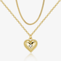 Gold layered rope, cable and chain set with heart pendant and embedded star gemstone