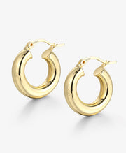 Alexcraft Chunky Hoop Earrings Thick Hoops for Women | Classic 14k Gold Silver Plated Round Tube Huggie Hoop Earrings with 925 Sterling Silver Post for Women Gift