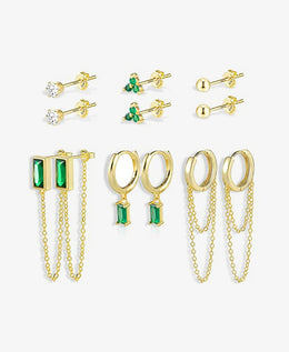 Green Emerald Stud Set