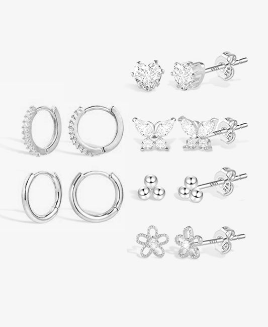 Sterling Silver Multi Piercing Earring Set