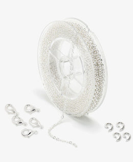 Silver Plated Brass Cable Chain Link Spool