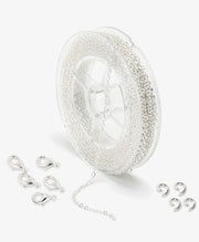 Silver Plated Solid Brass Thin Cable O Chain Spool