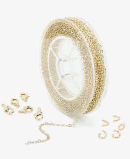 Gold Plated Solid Brass Cable O Chain Spool