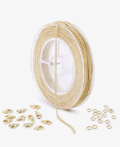 Gold Plated Solid Brass Curb Chain Link Spool