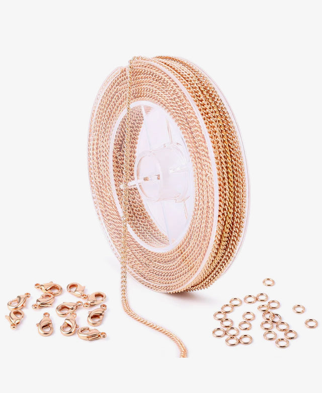 Rose Gold Plated Solid Brass Curb Link Chain Spool