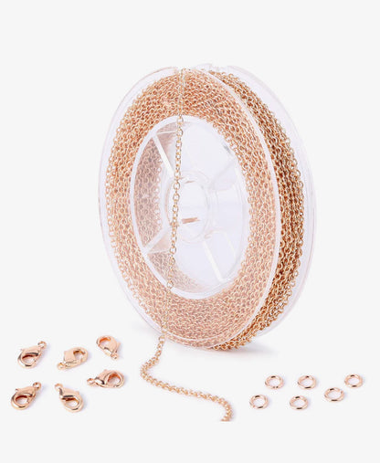 Rose Gold Plated Brass Thin Cable O Chain Spool