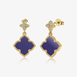 Four-Leaf Clover Charm Stud Earrings