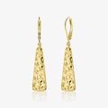 Hammered bar drop earrings, gold tone, textured teardrop bar with hook back