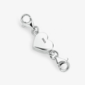 Silver heart magnetic clasp for necklace and bracelet, 925 marking on heart faces