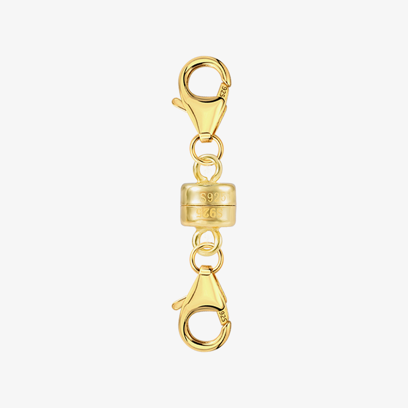 Gold magnetic necklace clasp converter with S925 engraving and connecting rings