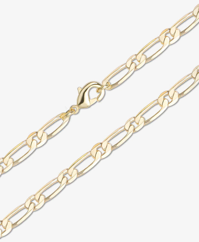 14K Gold Plated Flat Figaro Chain Necklace