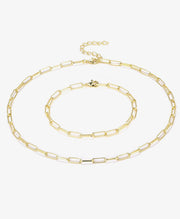 Paperclip Link Chain Necklace and Bracelet Bundle