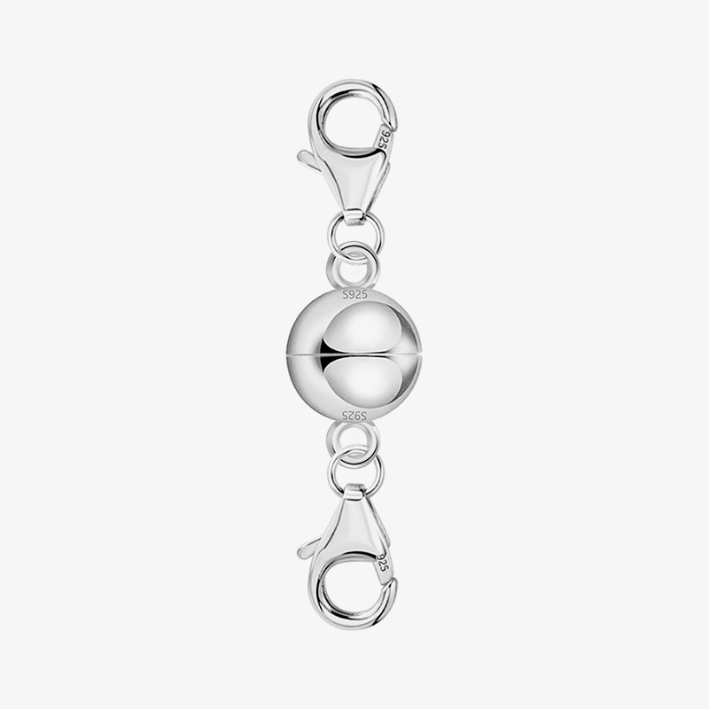 Necklace & bracelet extender in silver tone, double-ball connector with lobster clasps
