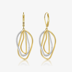 Zwei-Ton geometrische Tropfenohrringe mit ineinander verschlungenen Ovale, gold und silber