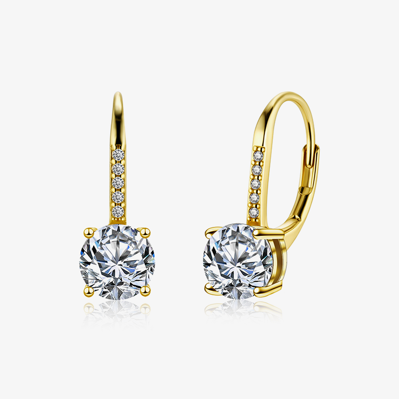 Round Moissanite Leverback Drop Earrings
