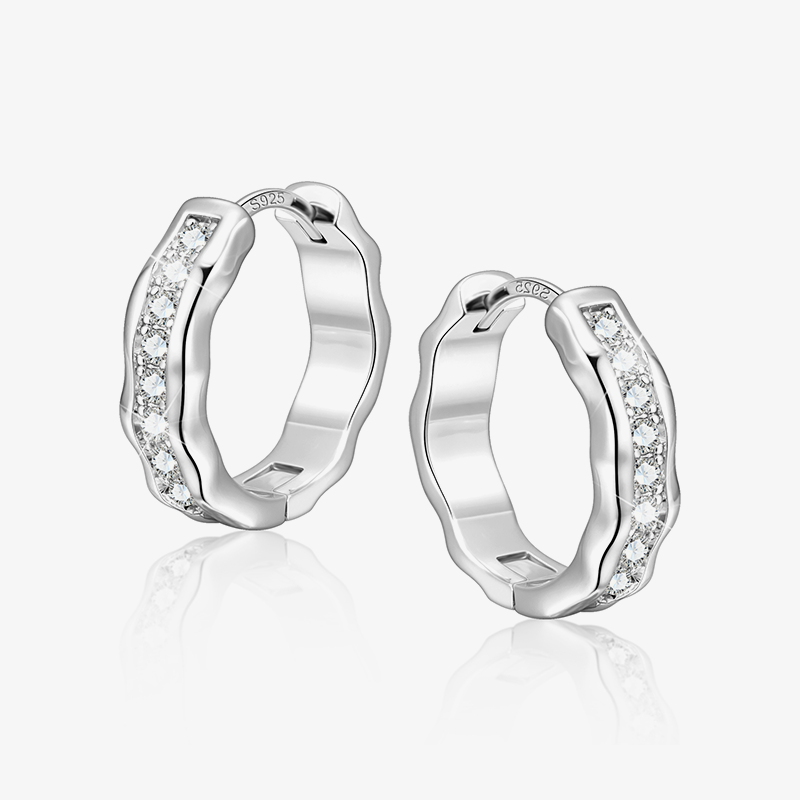 Wave Tennis Huggie Hoop Earrings