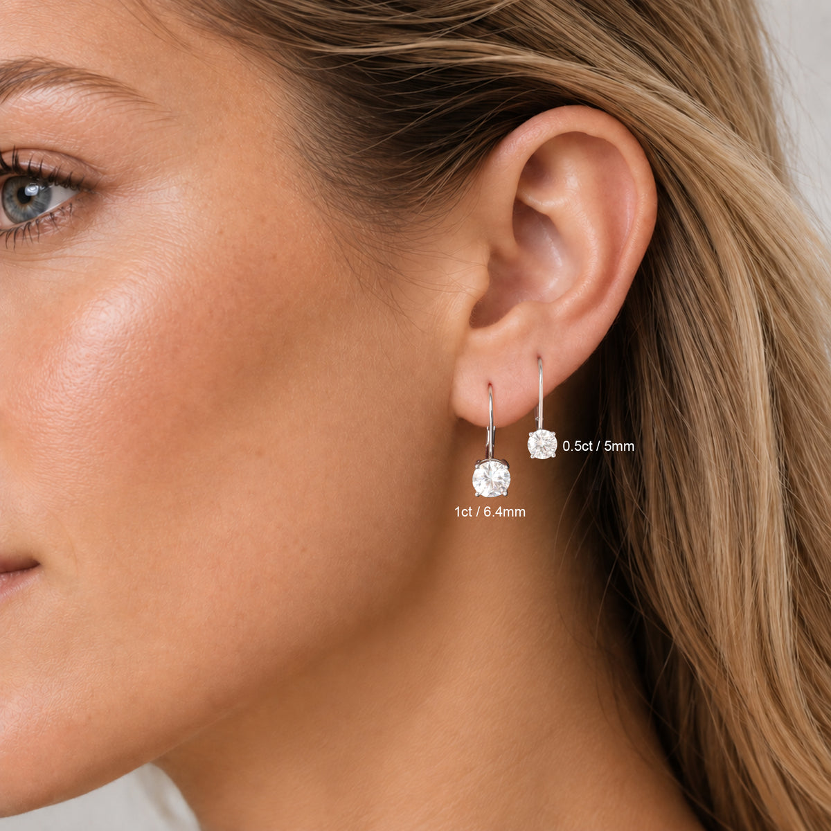 Earrings Solitaire Moissanite Leverback Drop Earrings