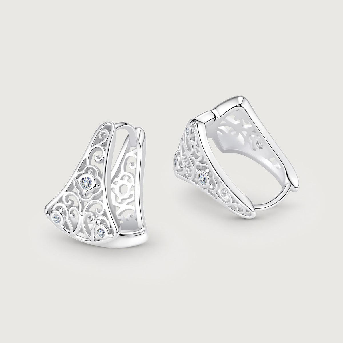 Linework Clover Filigree Hoop Earrings ALE0021