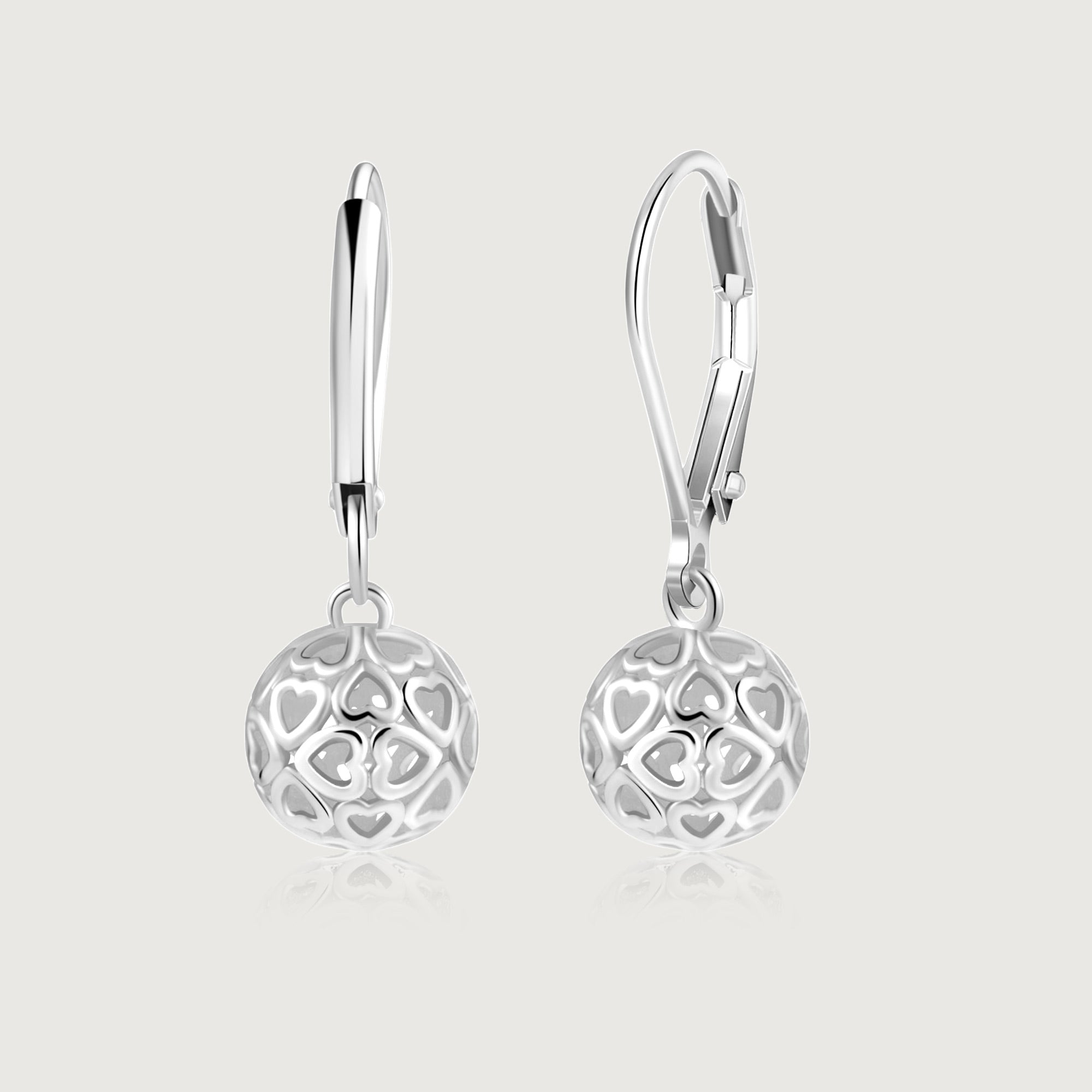 Filigree Heart Globe Dangle Earrings