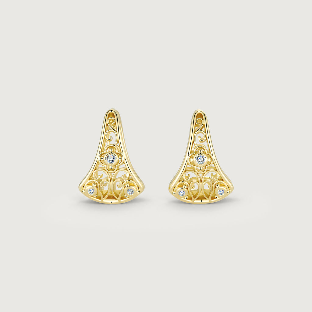 Linework Clover Filigree Hoop Earrings