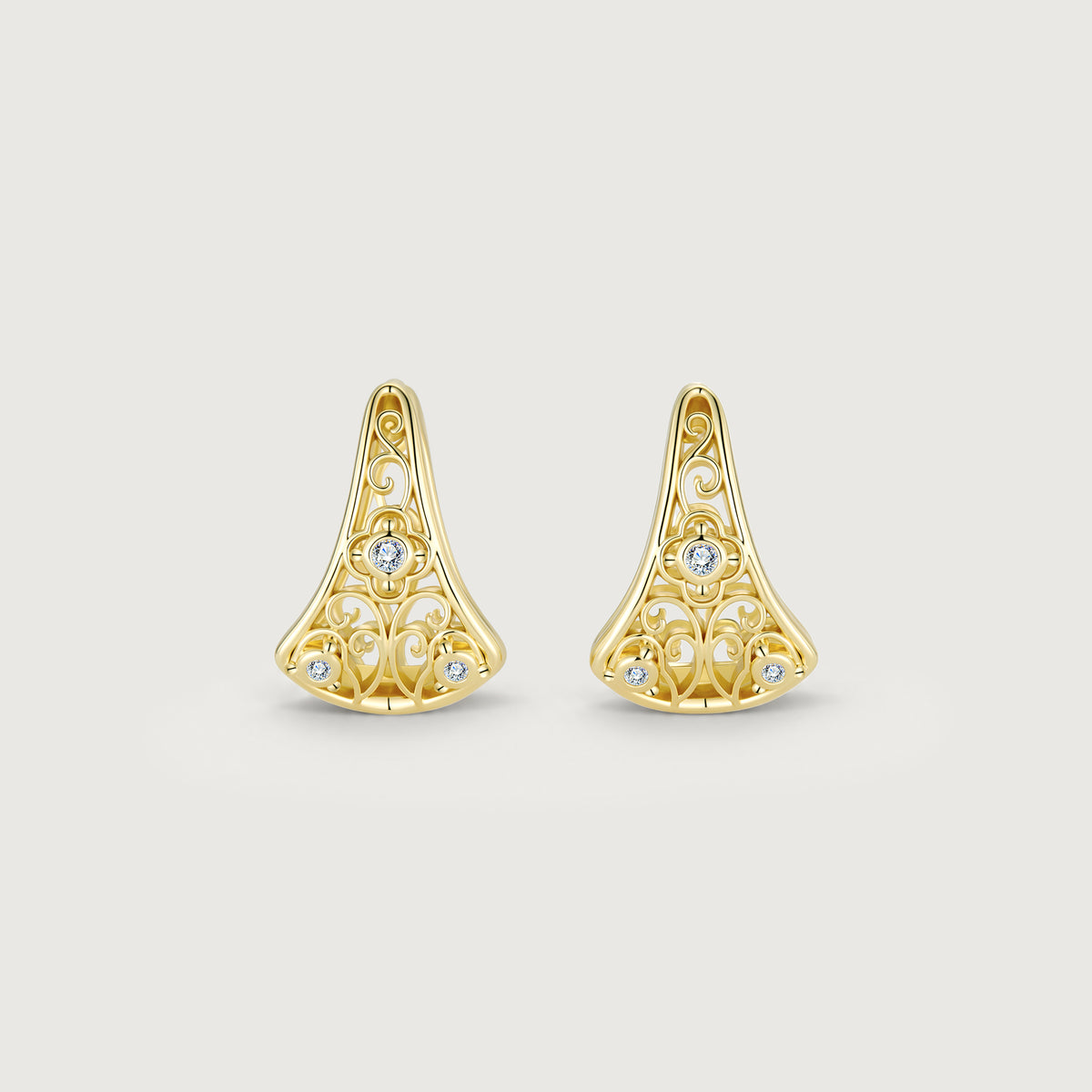 Linework Clover Filigree Hoop Earrings