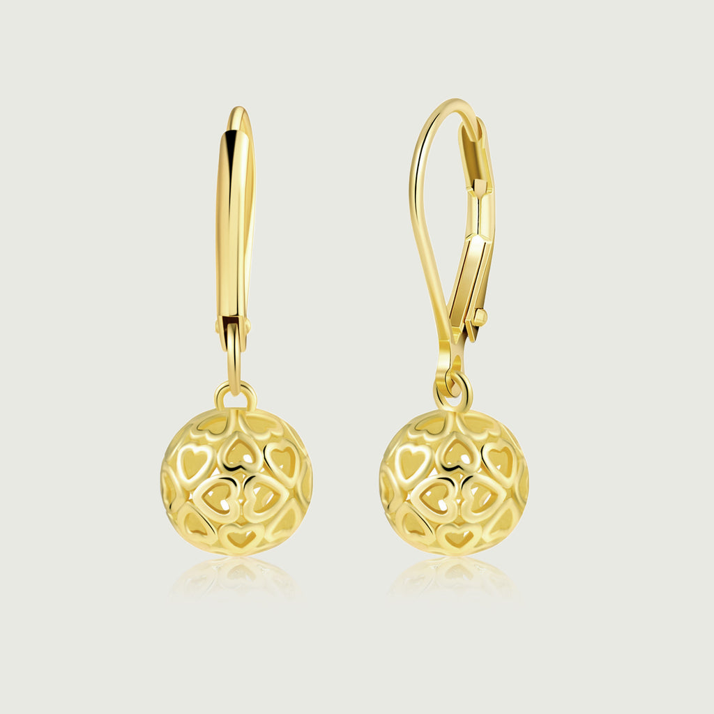 Filigree Heart Globe Dangle Earrings