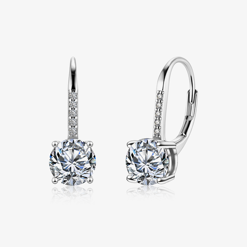 Earrings Round Moissanite Leverback Drop Earrings K0058