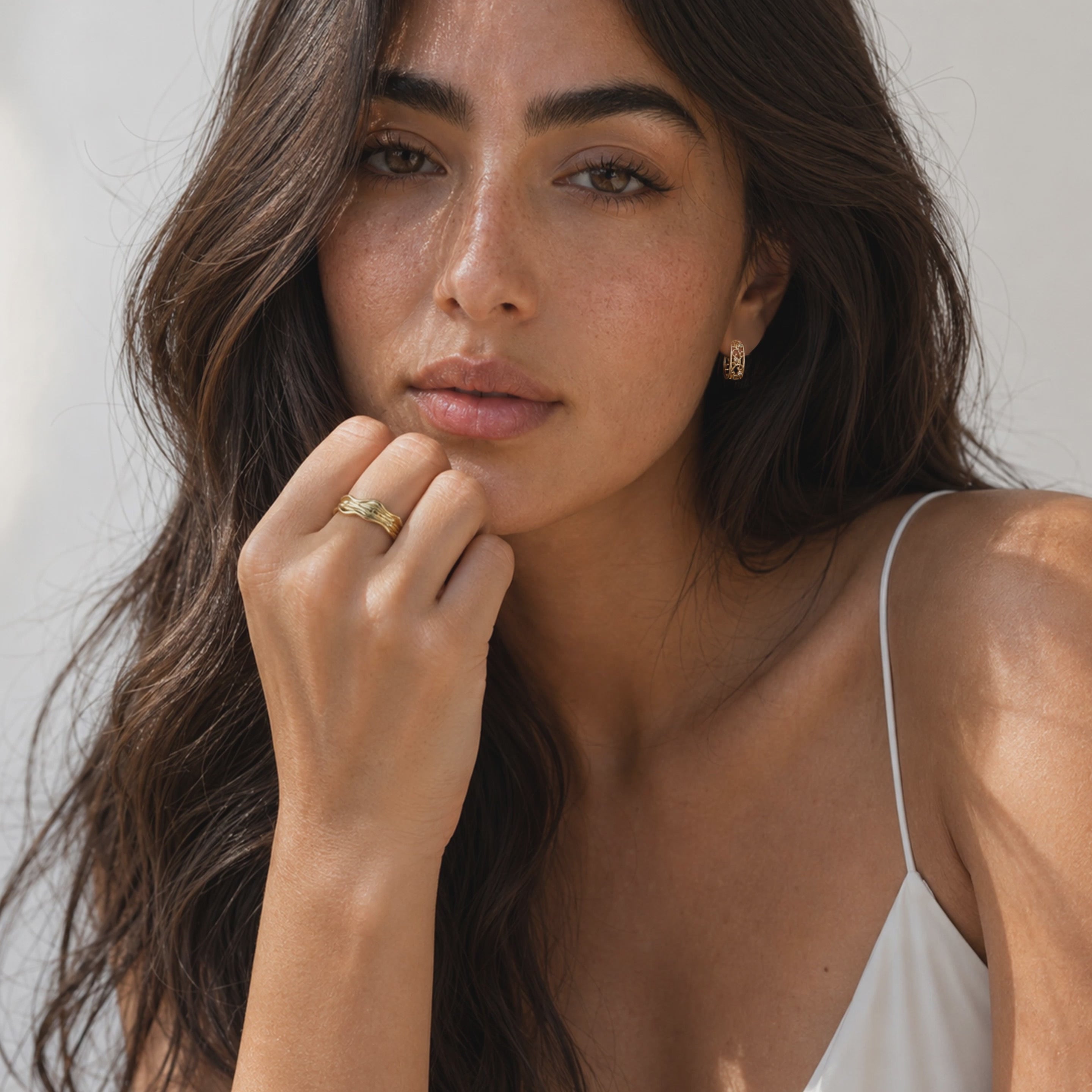 Flowline Wide Textured Band Ring