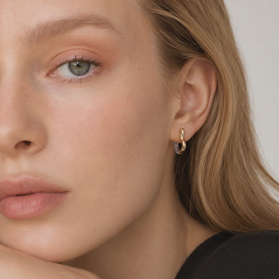 Flowline Two-Tone Wave Hoop Earrings