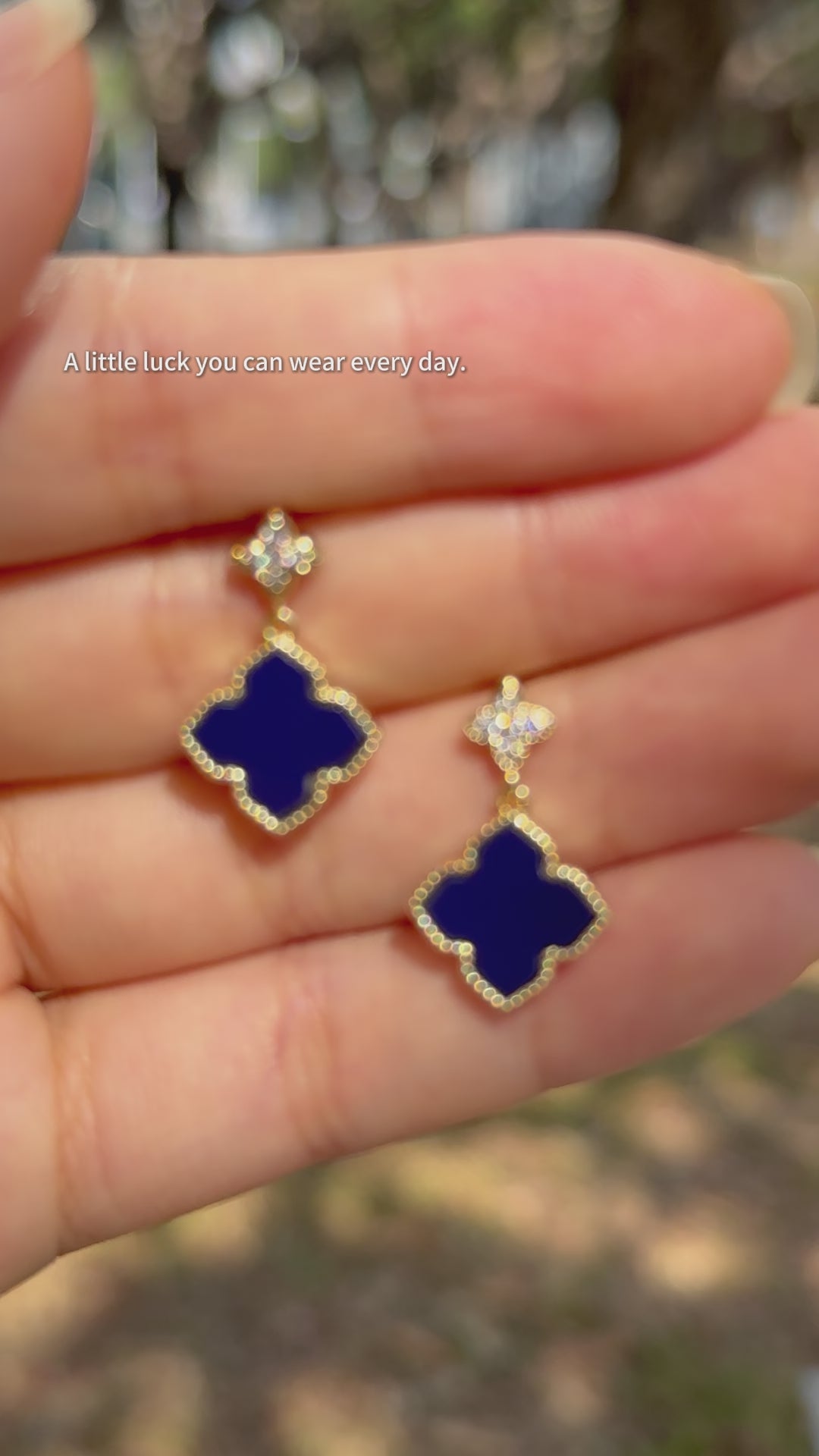 Four-Leaf Clover Charm Stud Earrings