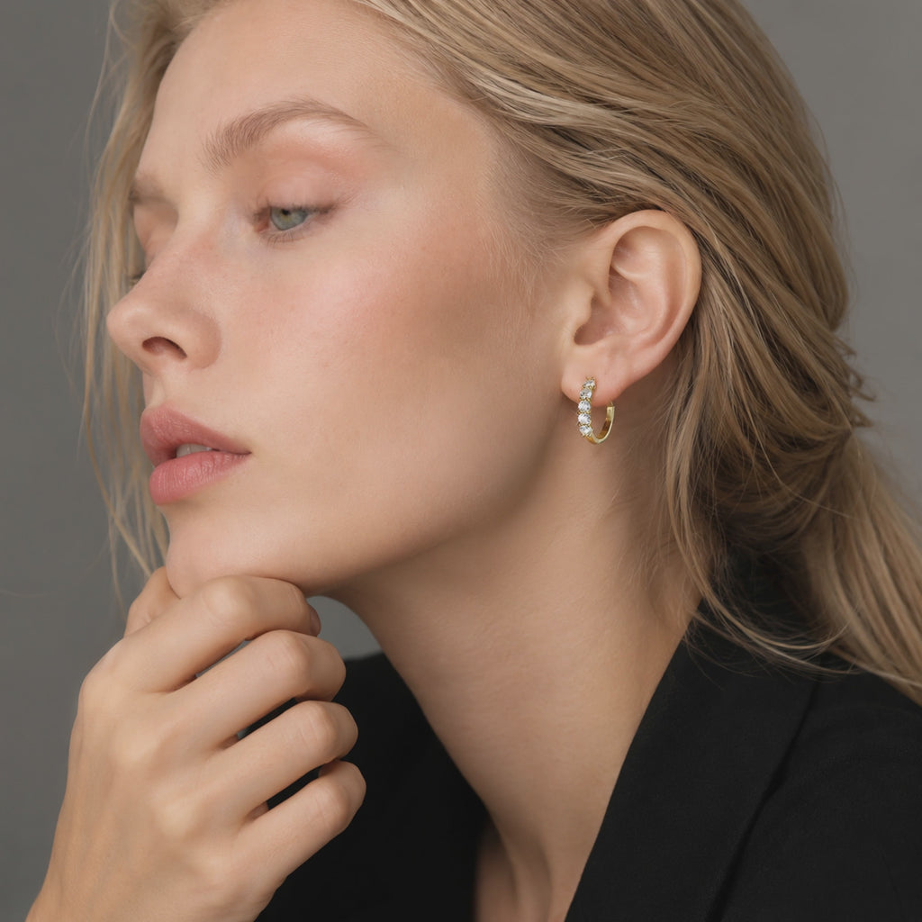 5-Stone Moissanite Huggie Hoop Earrings