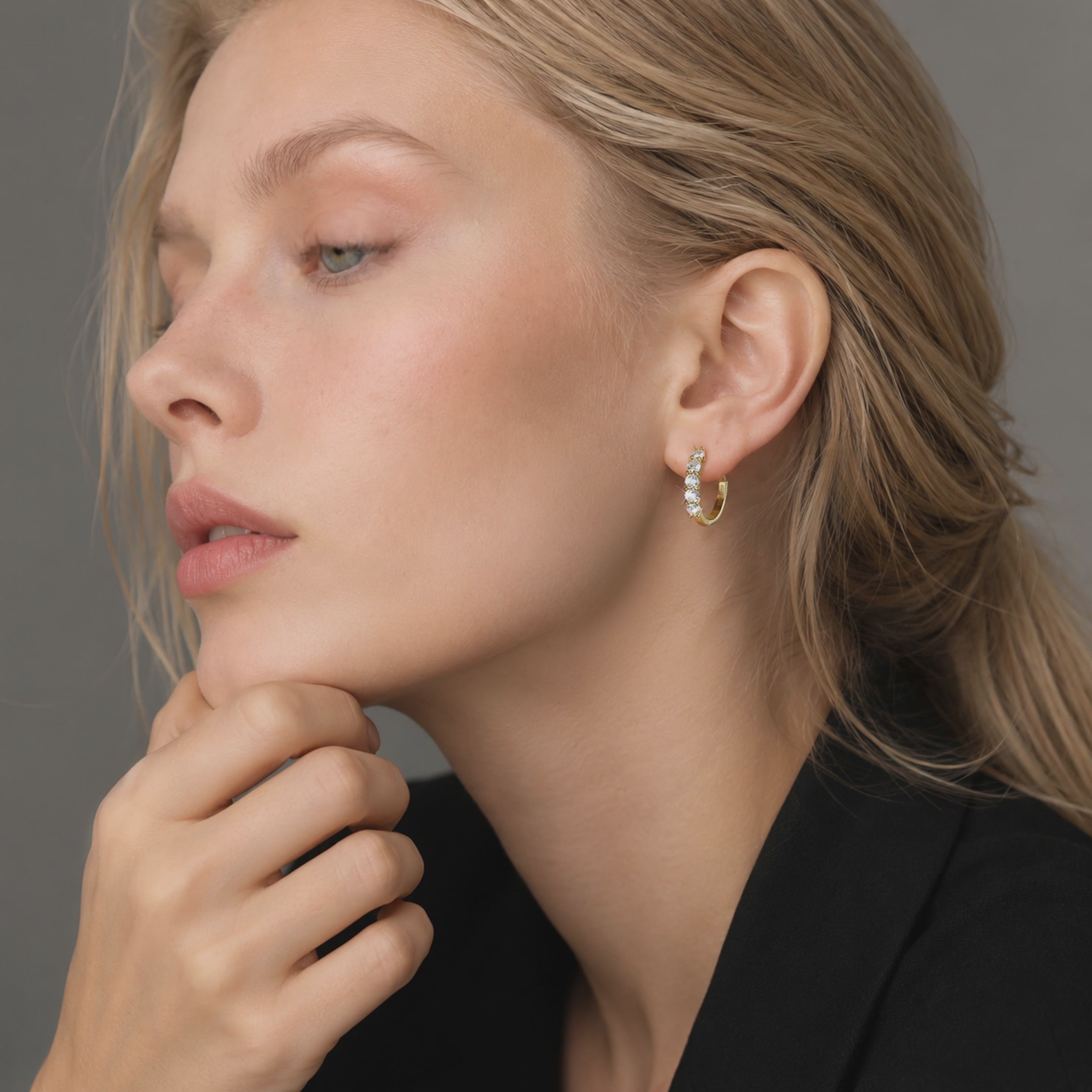 5-Stone Moissanite Huggie Hoop Earrings
