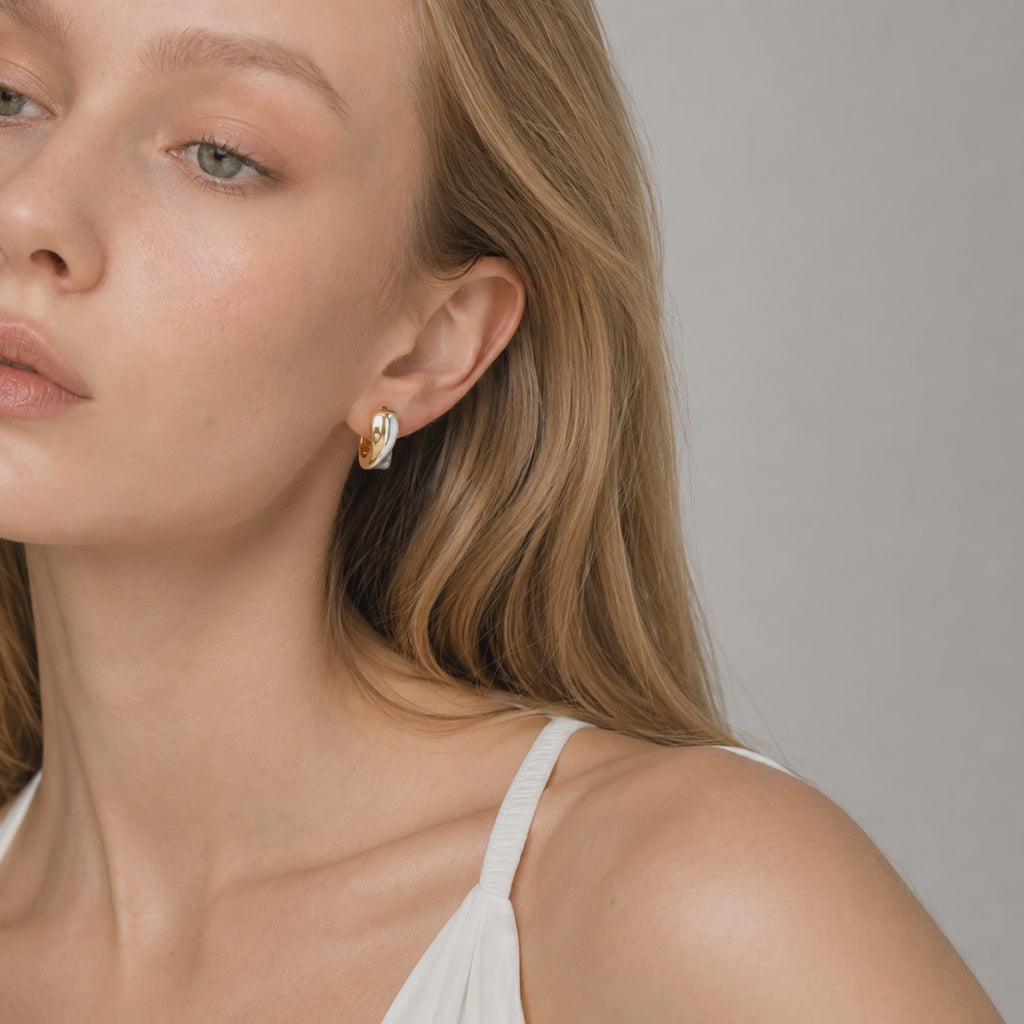 Flowline Two-Tone Sculpted Hoop Earrings