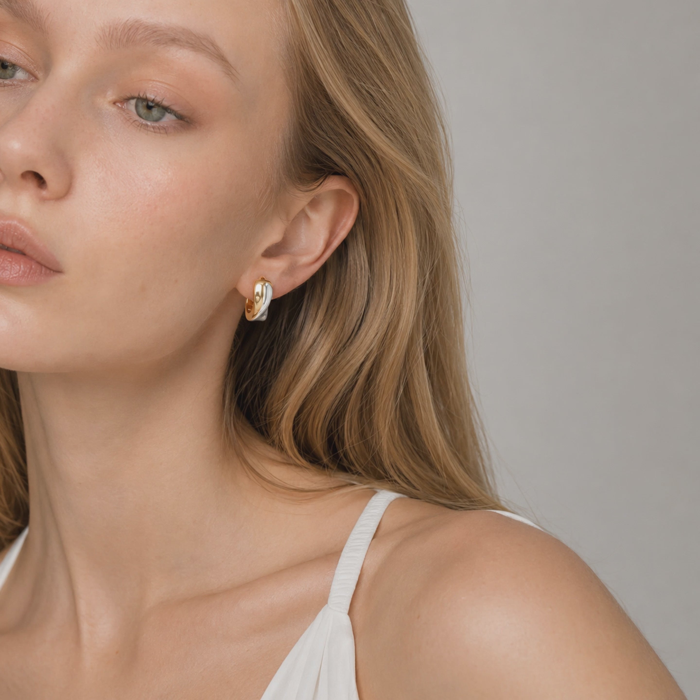 Flowline Two-Tone Sculpted Hoop Earrings