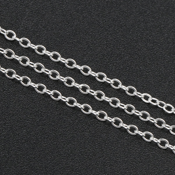33 Feet 2 MM Silver Plated Brass Cable Chain Link Spool - Alexcraft®