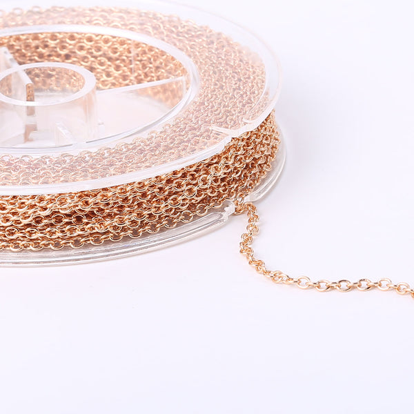 33 Feet 2MM Rose Gold Plated Brass Thin Cable O Chain Spool - Alexcraft®