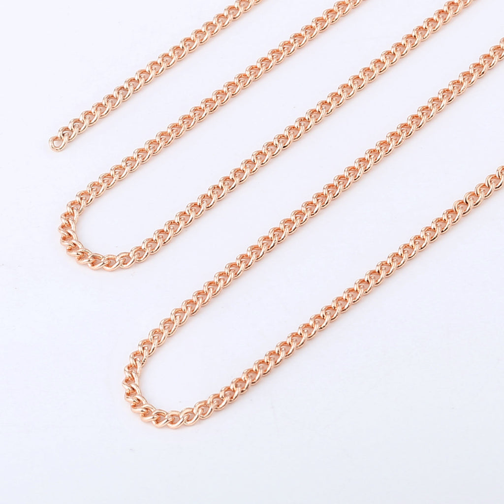 2mm Gold-Plated Brass Delicate Flat Curb Chain by the Foot